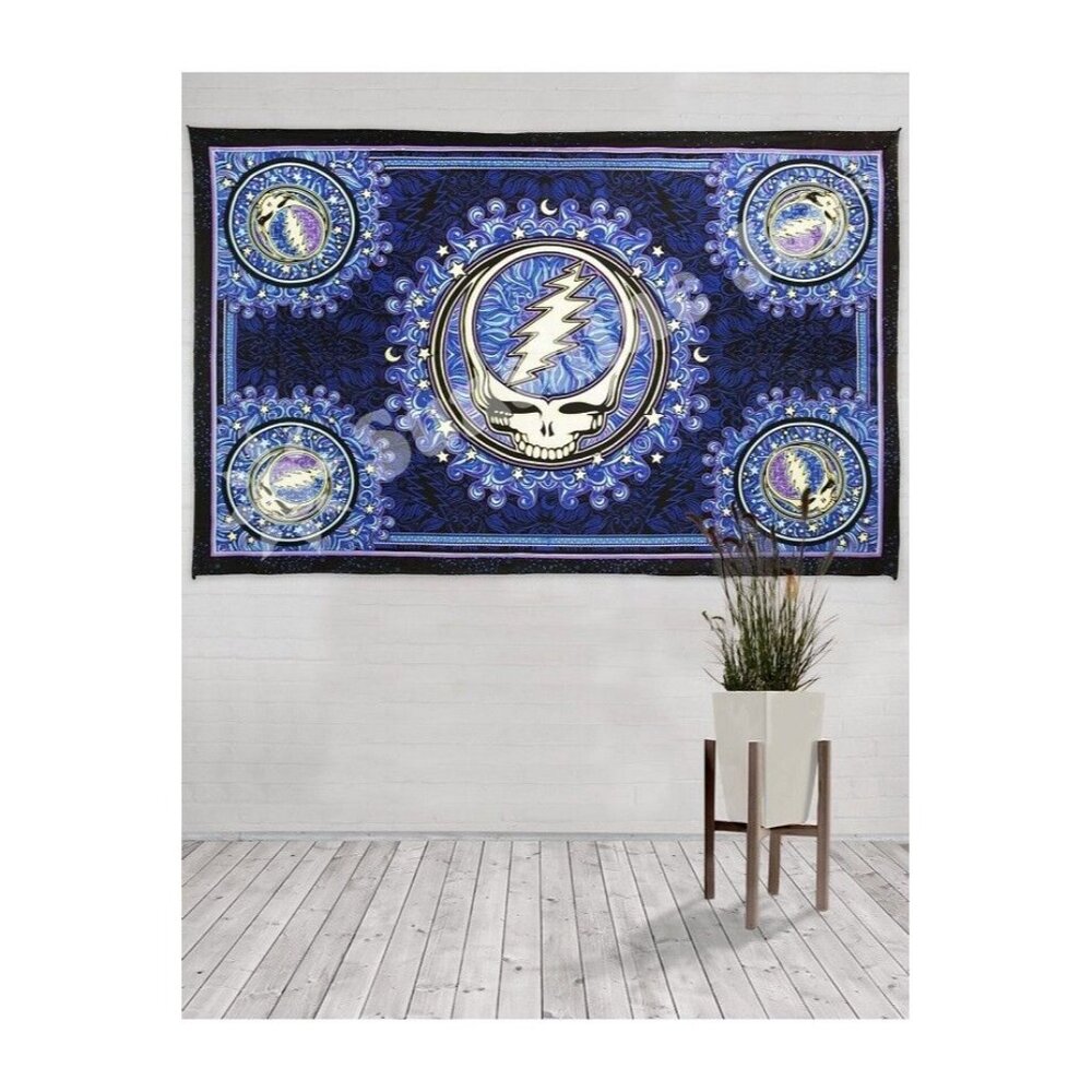 New Large 3D Blue Steal Your Face Grateful Dead Tapestry Gift Wall Hanging SYF - Picture 2 of 3